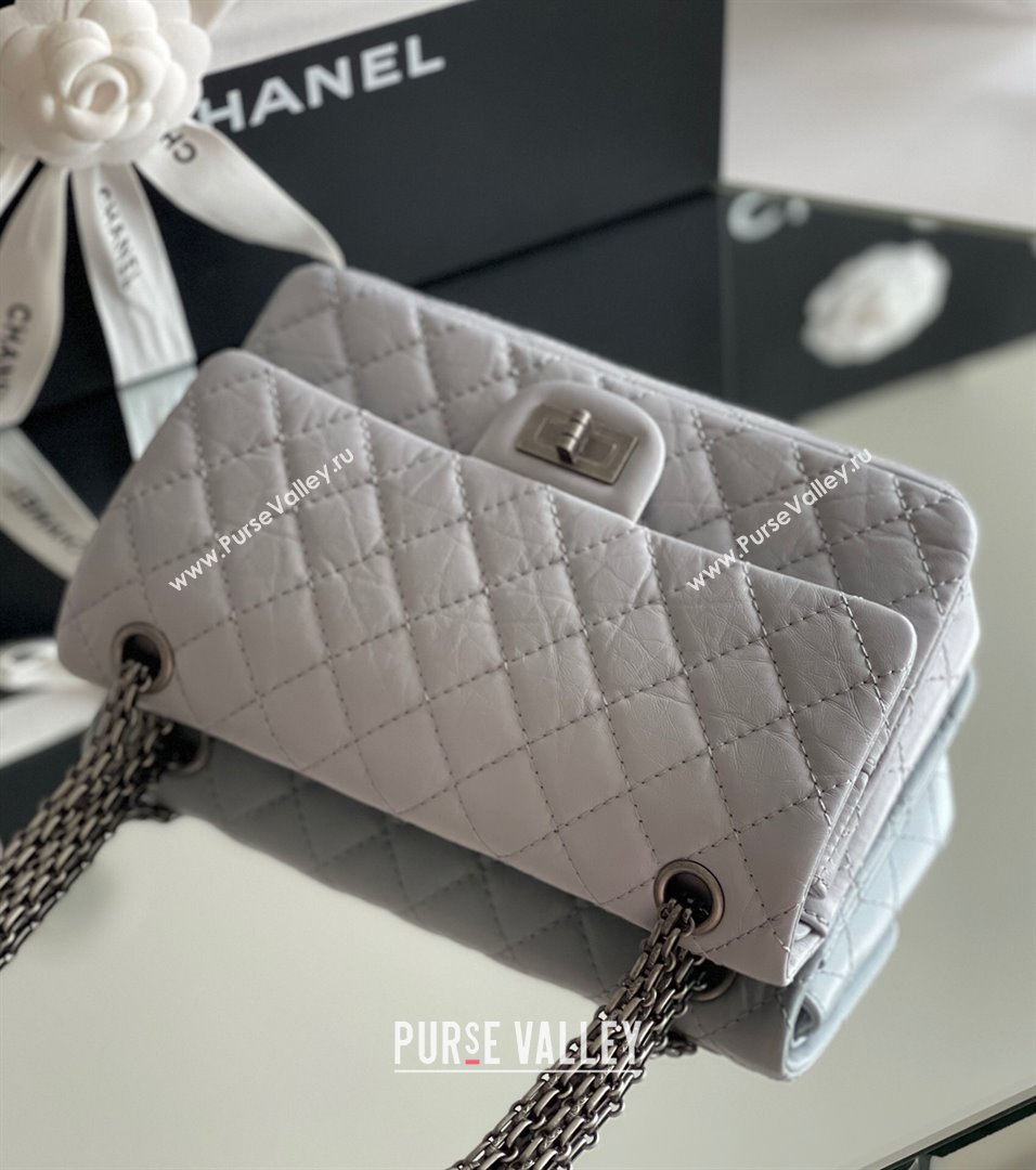 Chanel 2.55 Handbag in Aged Calfskin Silver-Tone Metal Grey 2024 Top Quality (MHE-24071608)