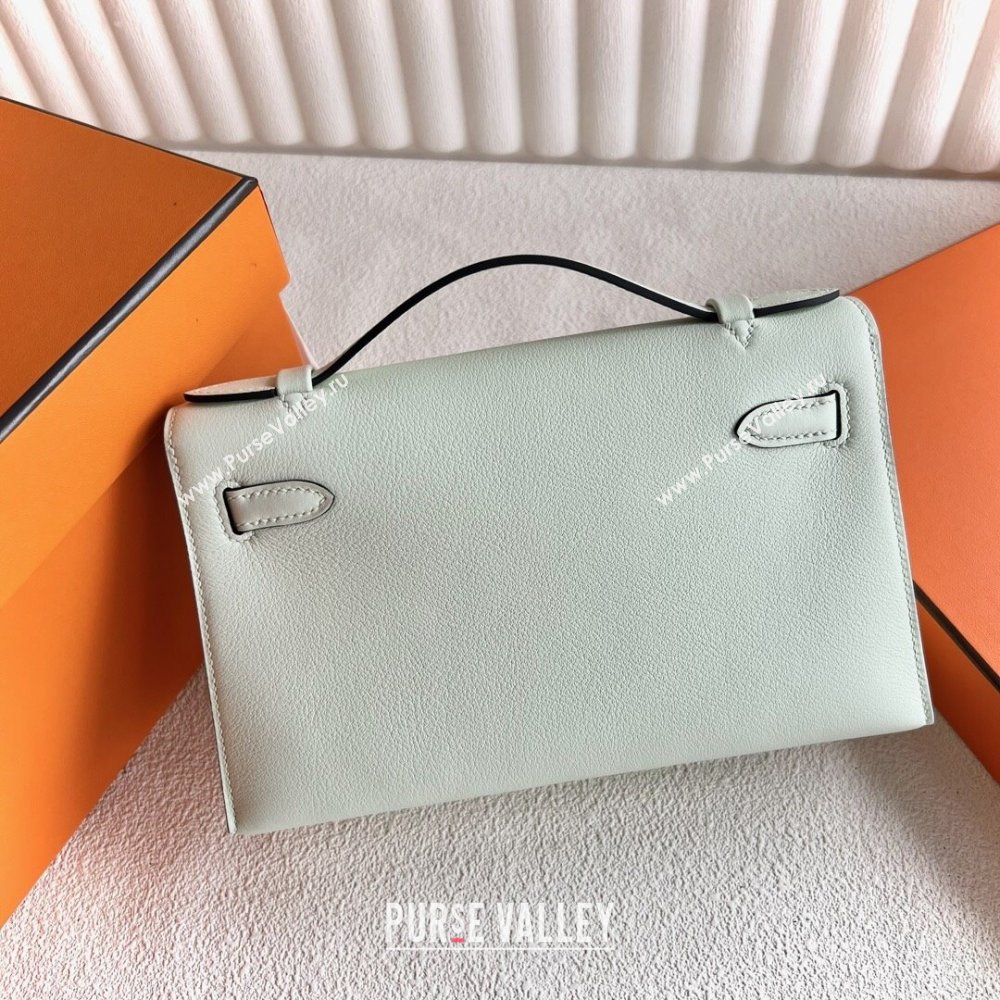 Hermes Mini Kelly Pochette Bag 22cm in Swift Leather OS Bubble Green/Silver 2024 (Full Handmade) (XX-24102512)