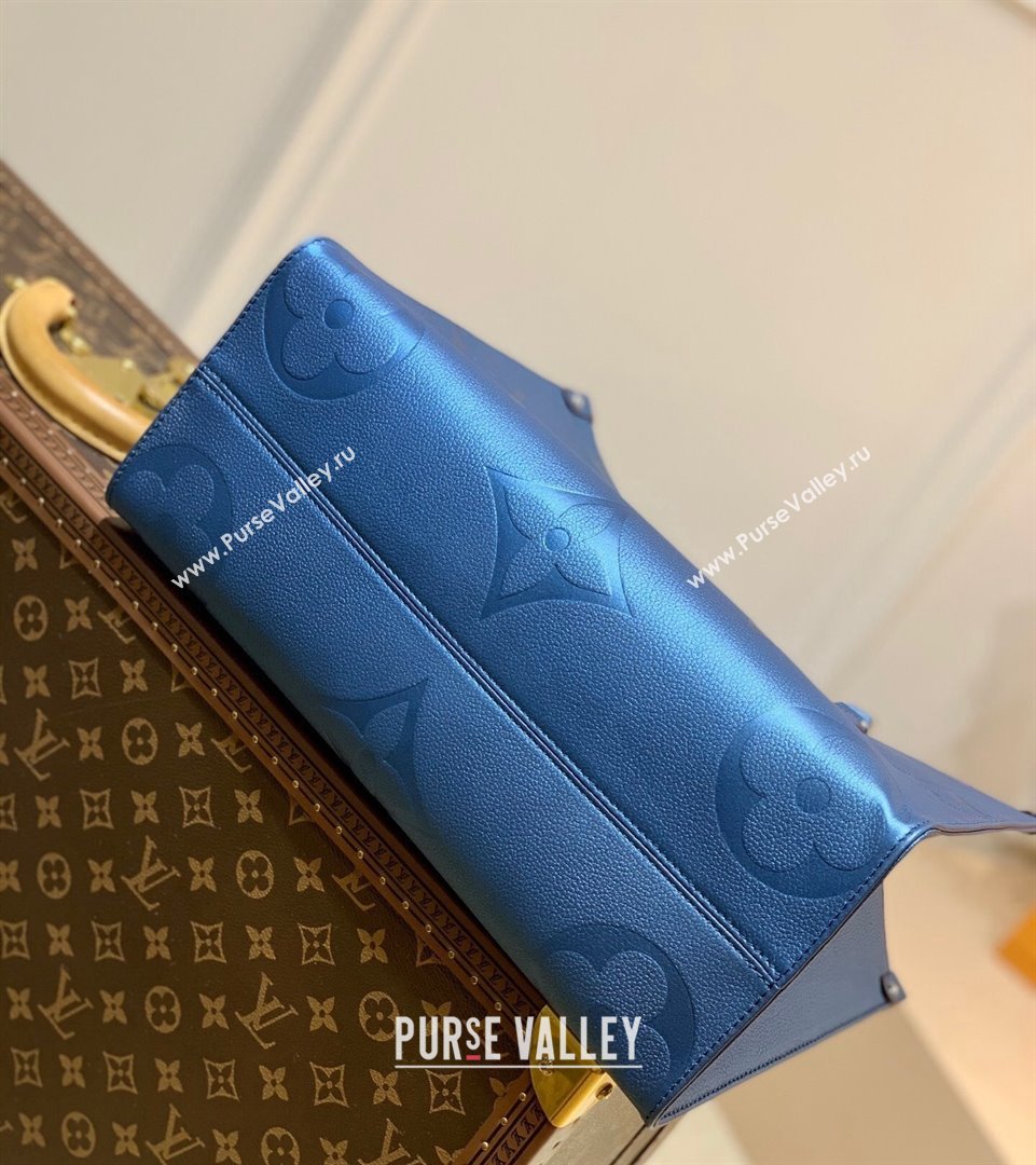 Louis Vuitton OnTheGo MM Tote Bag in Giant Monogram Leather M45595 Blue 2021 (KI-21101402)