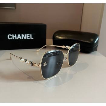 Chanel Sunglasses with Pearls Grey/Gold 2024 061701 (XMN-240617085)