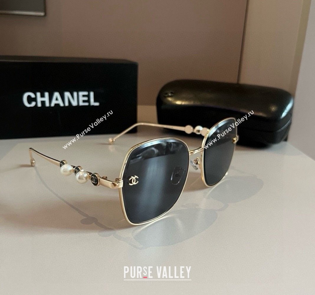 Chanel Sunglasses with Pearls Grey/Gold 2024 061701 (XMN-240617085)