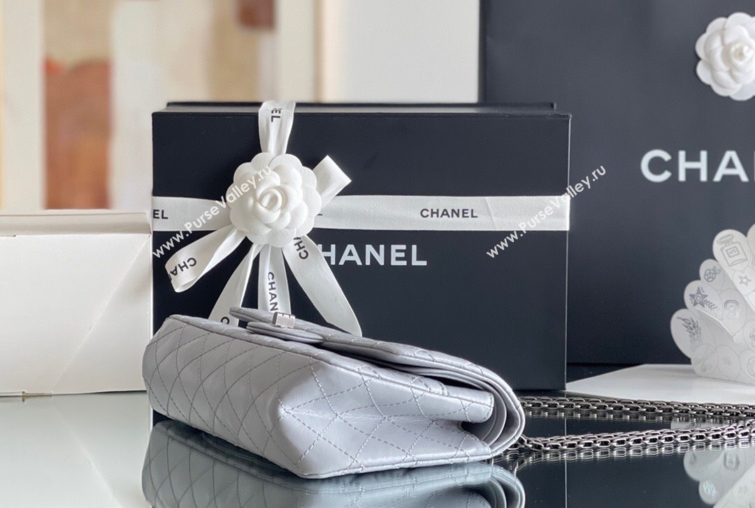 Chanel 2.55 Handbag in Aged Calfskin Silver-Tone Metal Grey 2024 Top Quality (MHE-24071608)