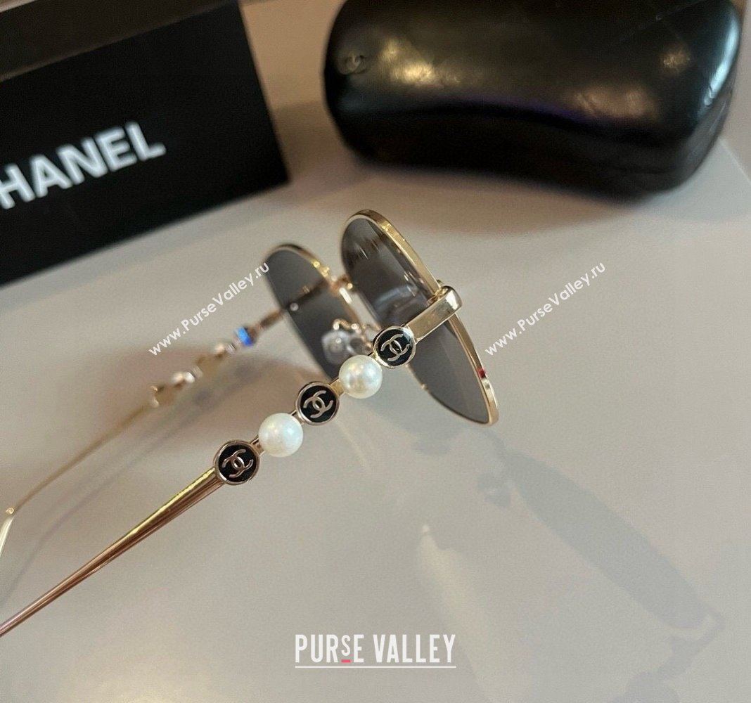 Chanel Sunglasses with Pearls Grey/Gold 2024 061701 (XMN-240617085)