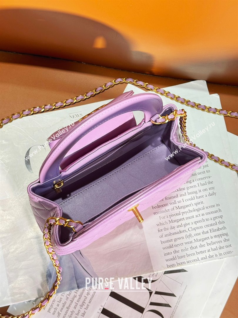 Chanel Shiny Calfskin Mini Shopping Bag AS4416 Light Purple 2024 (yezi-240927049)