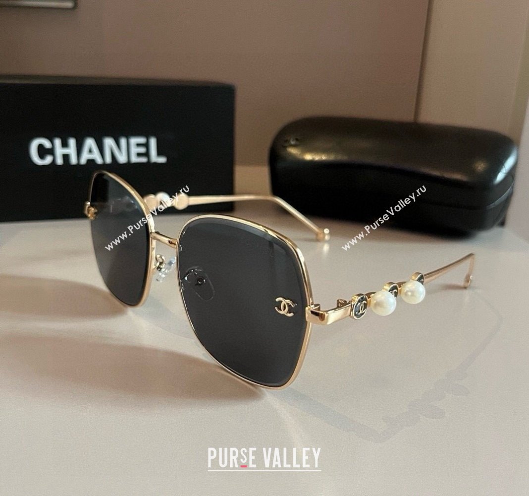 Chanel Sunglasses with Pearls Grey/Gold 2024 061701 (XMN-240617085)