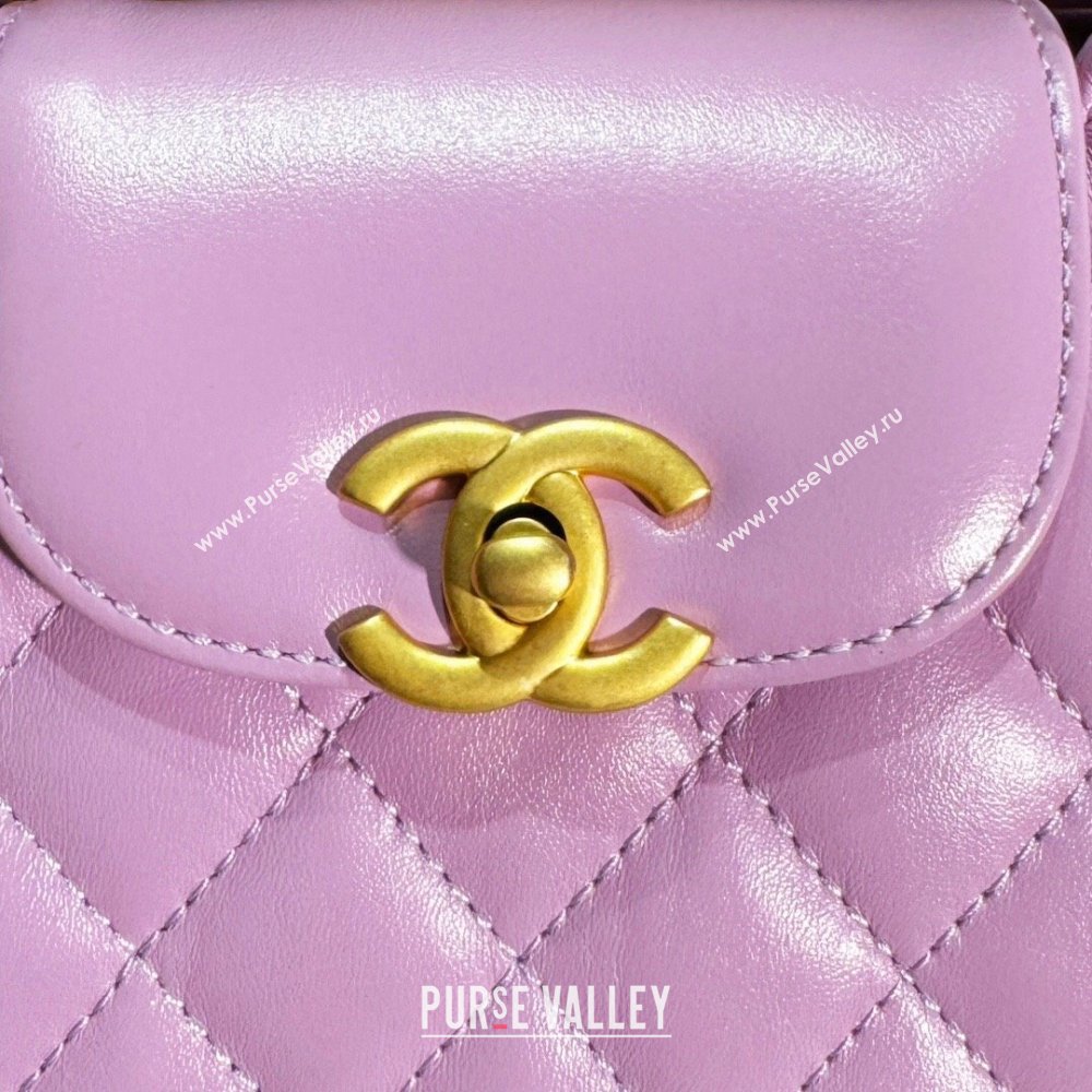 Chanel Shiny Calfskin Mini Shopping Bag AS4416 Light Purple 2024 (yezi-240927049)