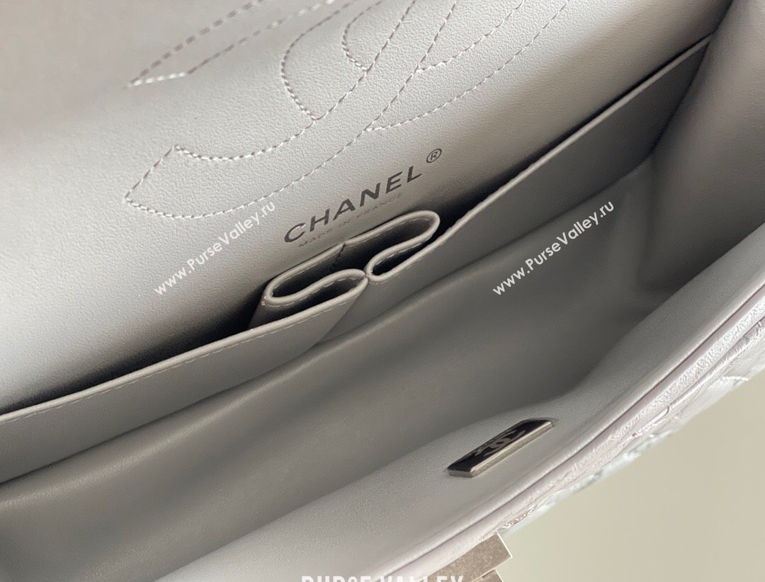 Chanel 2.55 Handbag in Aged Calfskin Silver-Tone Metal Grey 2024 Top Quality (MHE-24071608)