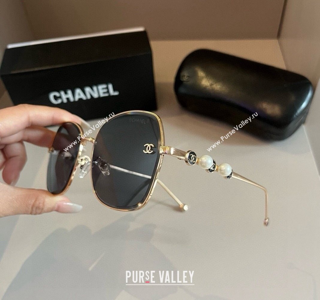 Chanel Sunglasses with Pearls Grey/Gold 2024 061701 (XMN-240617085)