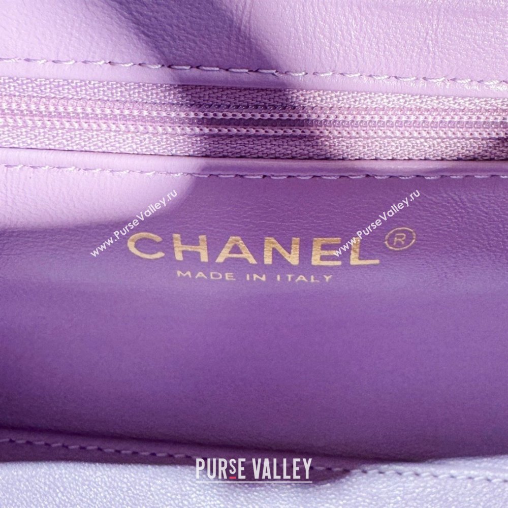 Chanel Shiny Calfskin Mini Shopping Bag AS4416 Light Purple 2024 (yezi-240927049)