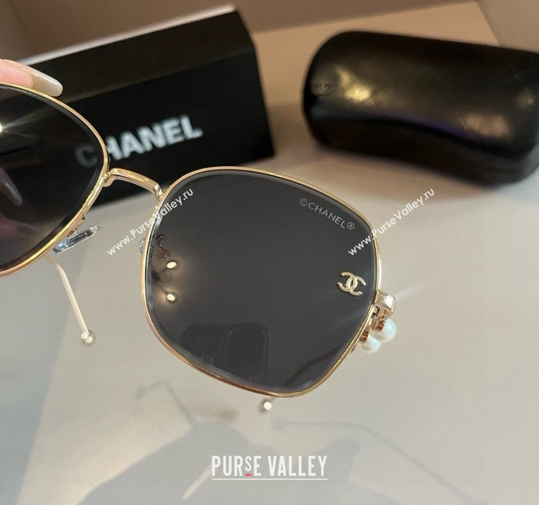 Chanel Sunglasses with Pearls Grey/Gold 2024 061701 (XMN-240617085)