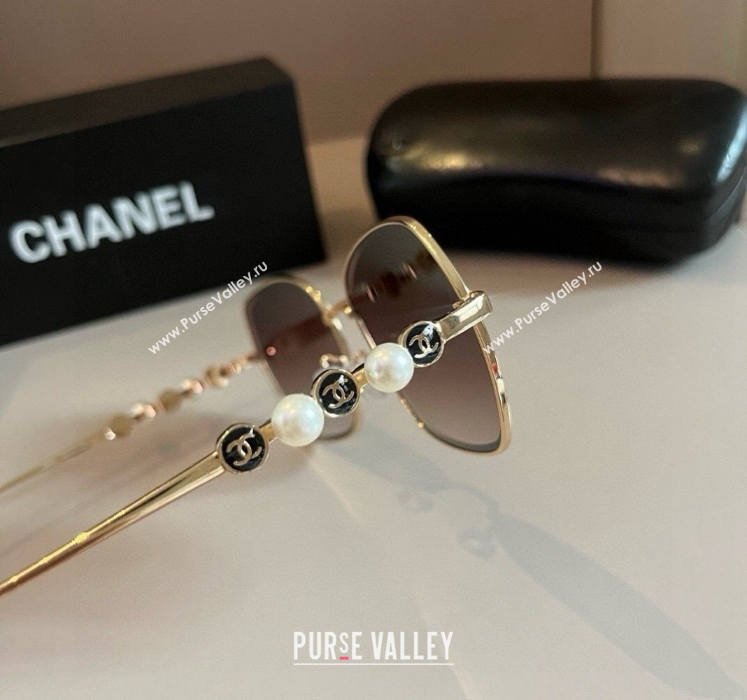 Chanel Sunglasses with Pearls Beige 2024 061701 (XMN-240617086)