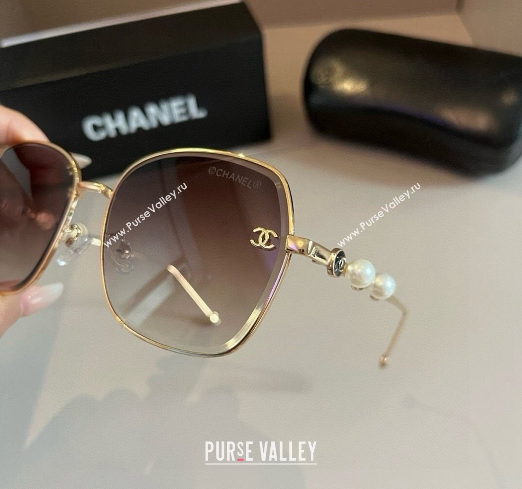 Chanel Sunglasses with Pearls Beige 2024 061701 (XMN-240617086)