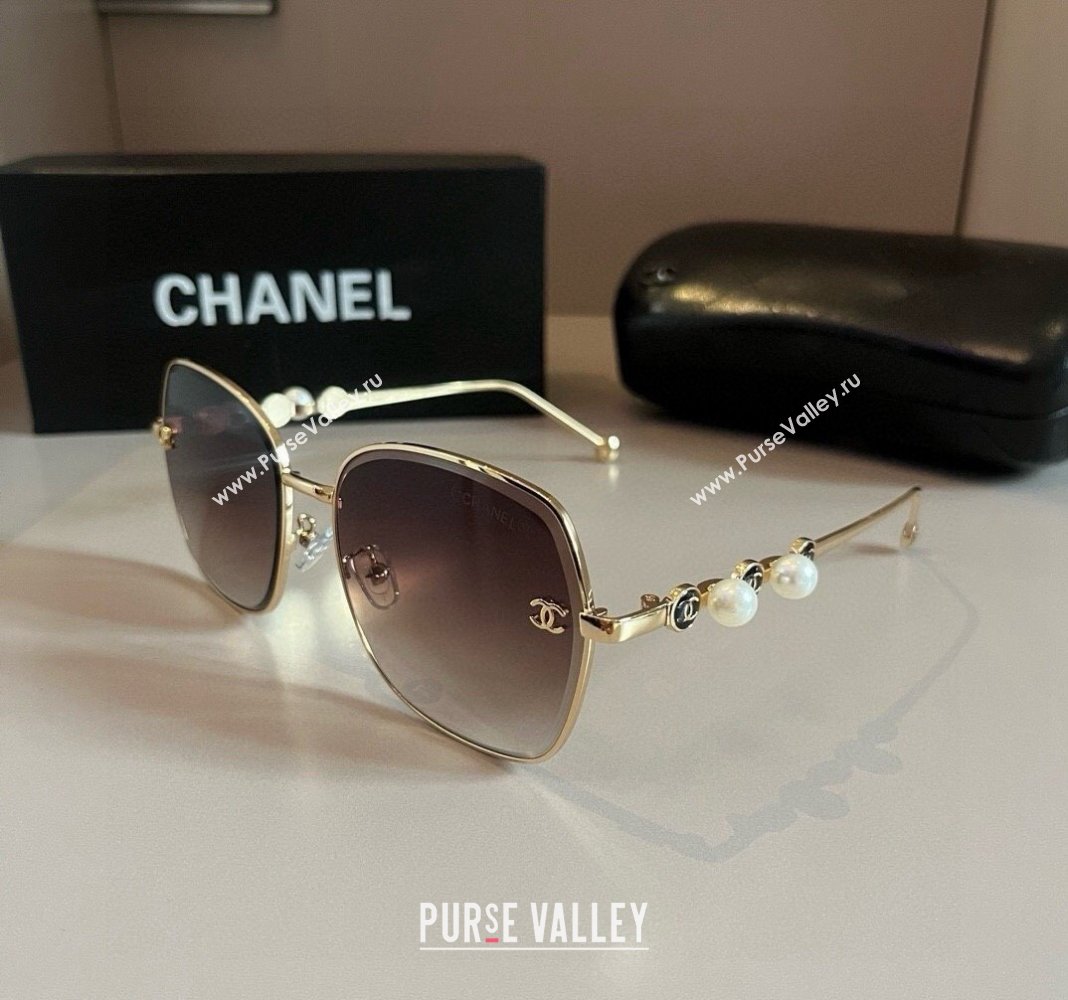 Chanel Sunglasses with Pearls Beige 2024 061701 (XMN-240617086)