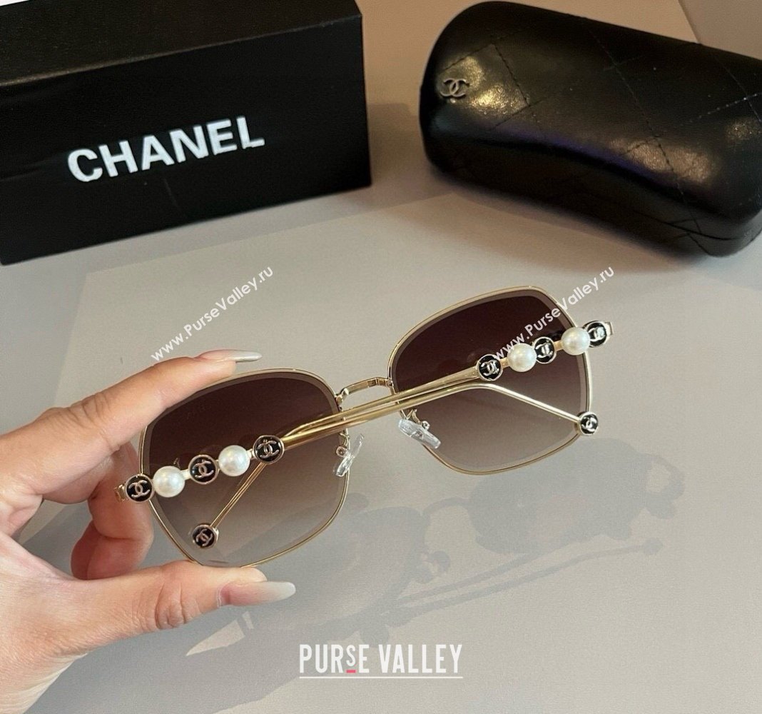 Chanel Sunglasses with Pearls Beige 2024 061701 (XMN-240617086)