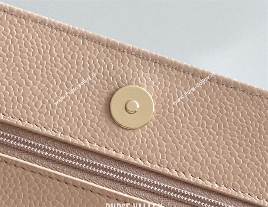 Chanel Grained Calfskin Classic Wallet on Chain WOC Beige/Gold 2024 Top Quality (MHE-24071610)