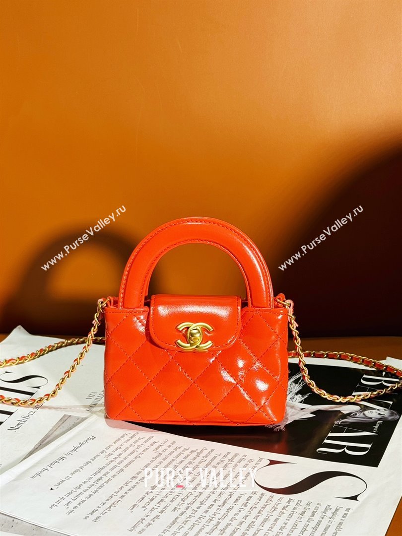 Chanel Shiny Calfskin Clutch with Chain AP3435 Orange 2024 (YEZI-24052103)