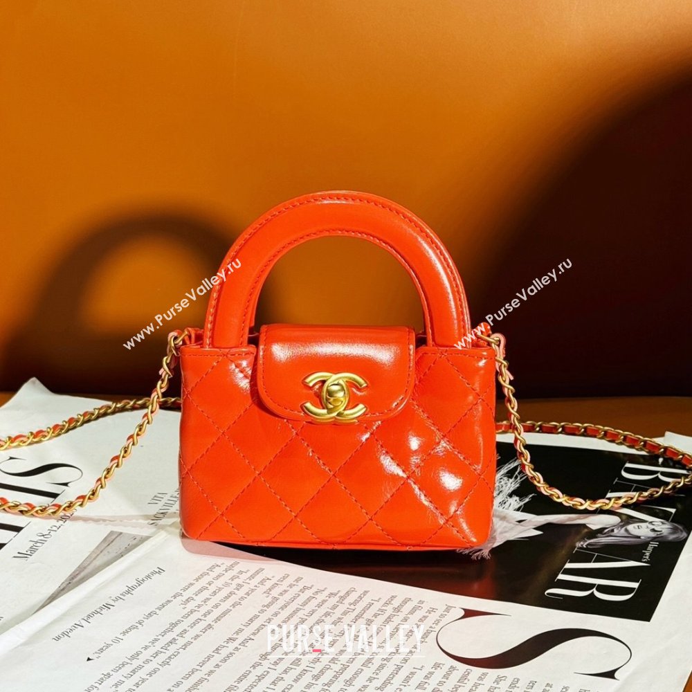 Chanel Shiny Calfskin Clutch with Chain AP3435 Orange 2024 (YEZI-24052103)