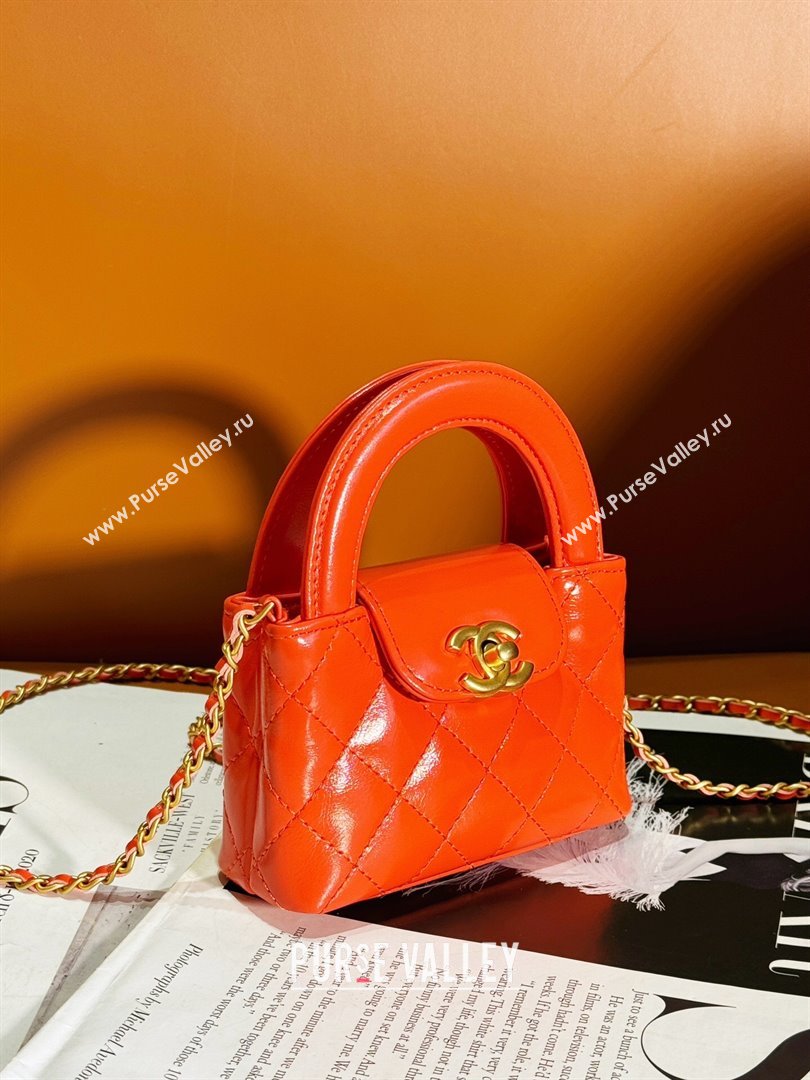 Chanel Shiny Calfskin Clutch with Chain AP3435 Orange 2024 (YEZI-24052103)