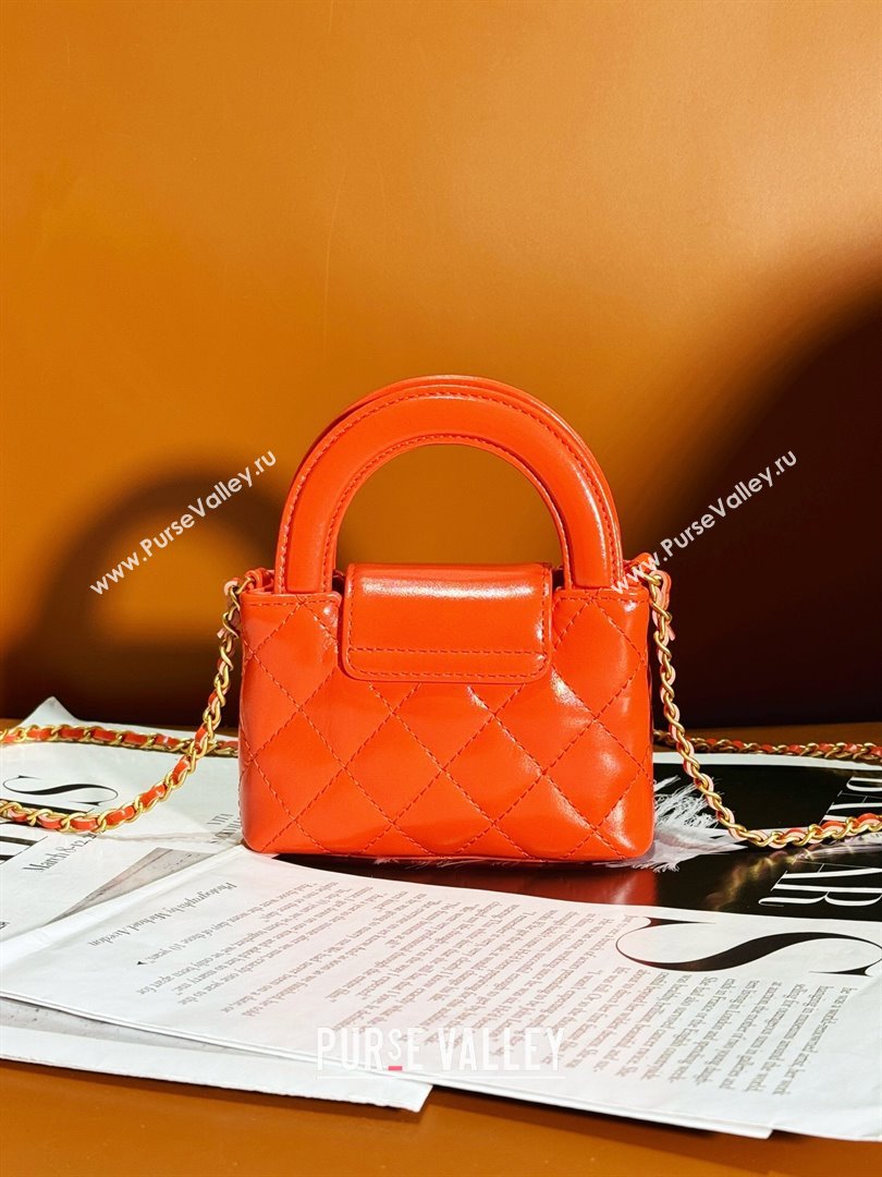 Chanel Shiny Calfskin Clutch with Chain AP3435 Orange 2024 (YEZI-24052103)