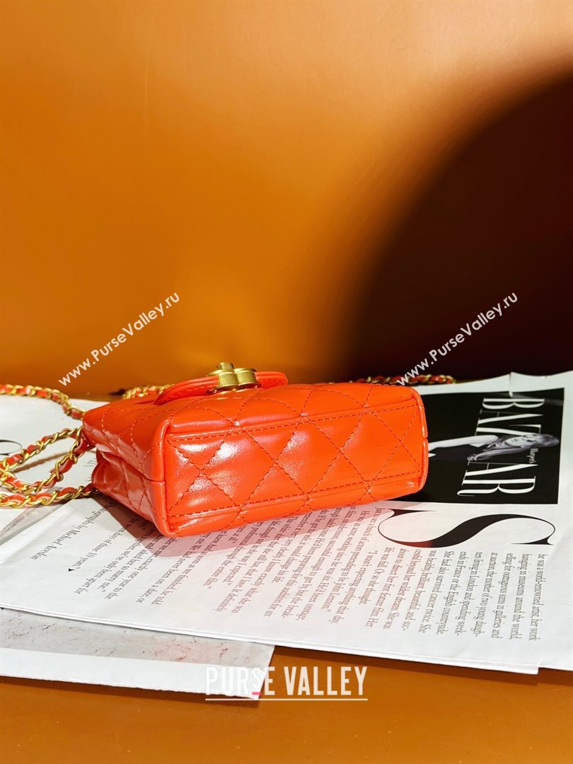 Chanel Shiny Calfskin Clutch with Chain AP3435 Orange 2024 (YEZI-24052103)