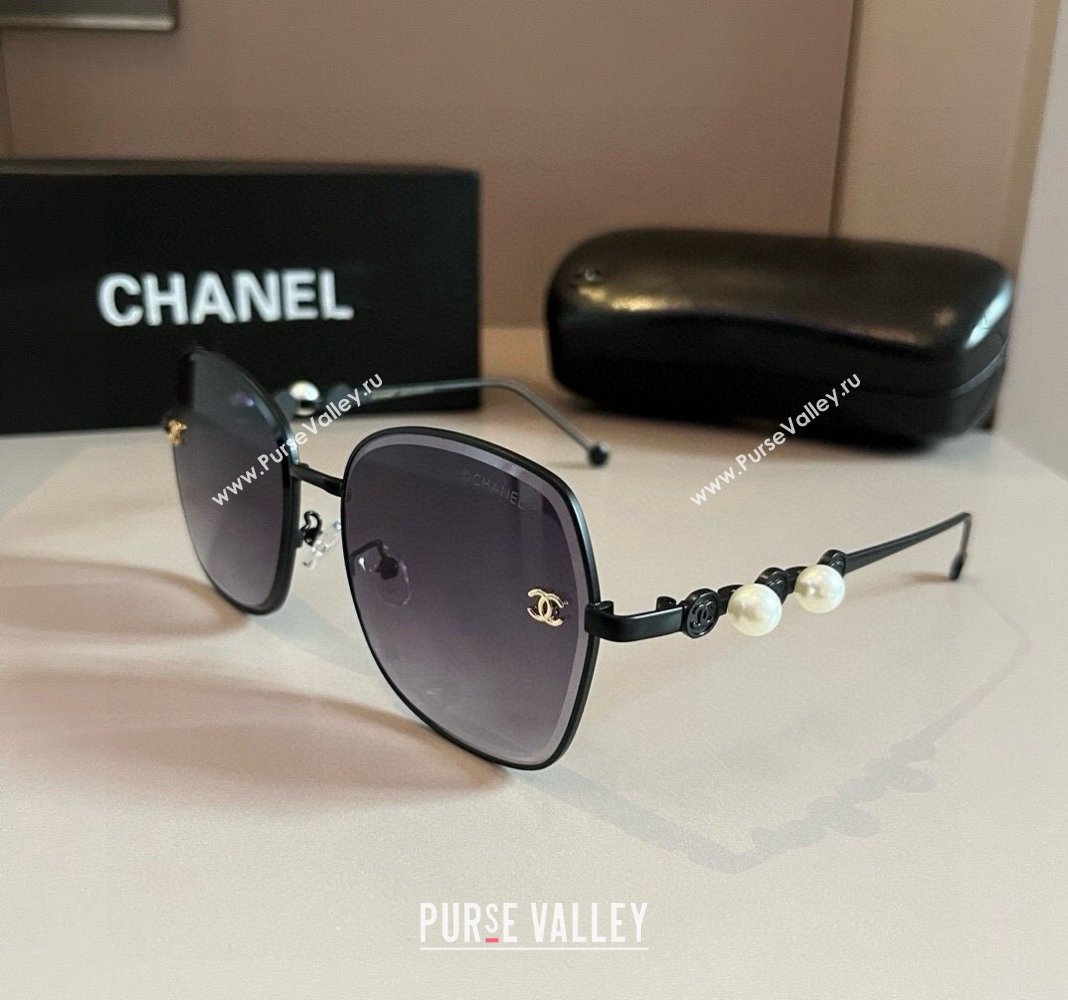 Chanel Sunglasses with Pearls Grey/Black 2024 061701 (XMN-240617087)