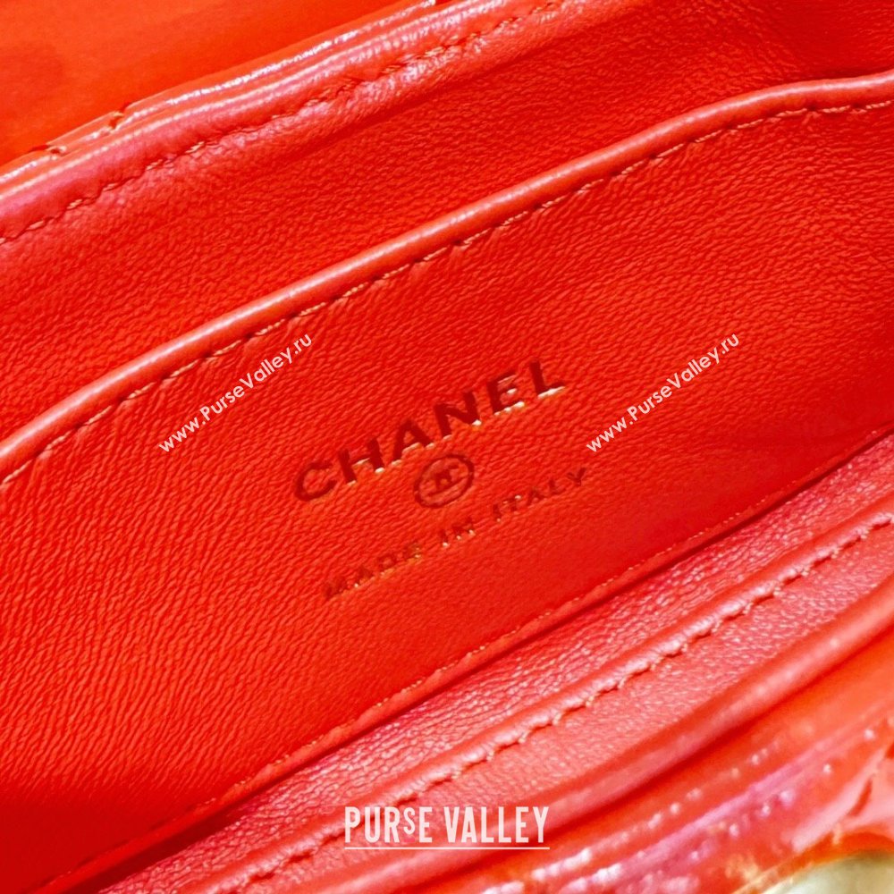 Chanel Shiny Calfskin Clutch with Chain AP3435 Orange 2024 (YEZI-24052103)