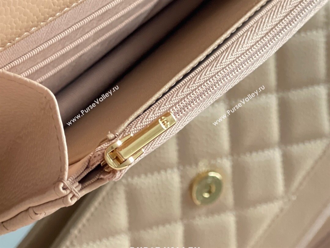 Chanel Grained Calfskin Classic Wallet on Chain WOC Beige/Gold 2024 Top Quality (MHE-24071610)