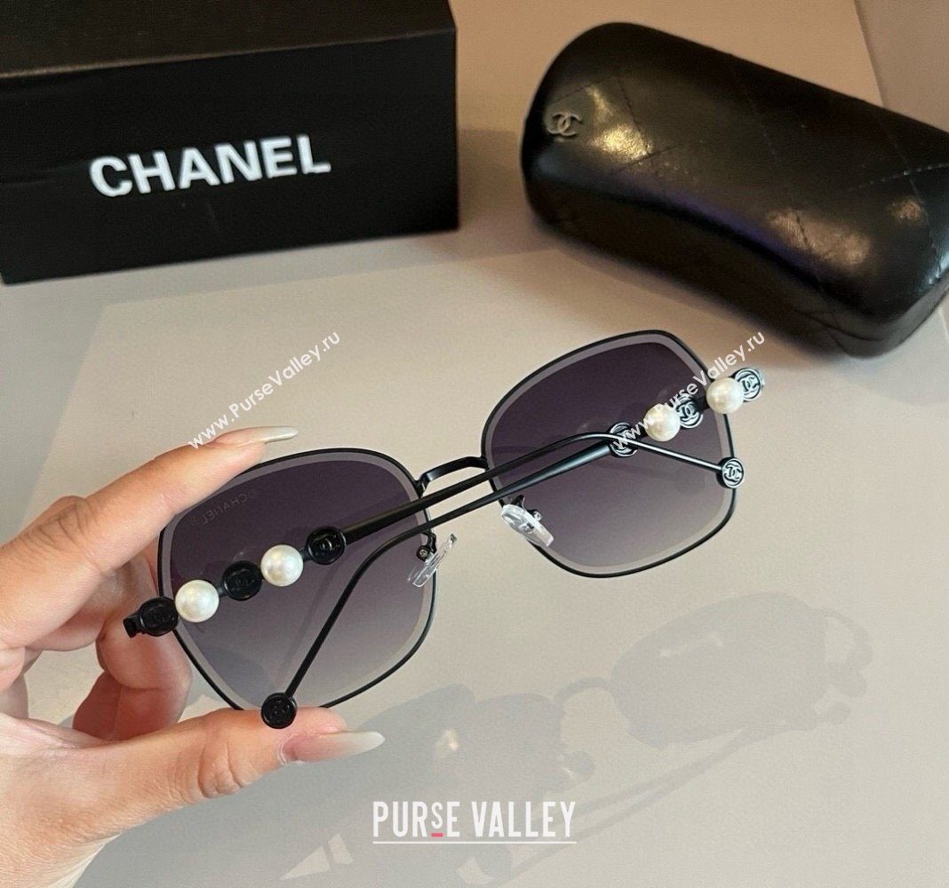 Chanel Sunglasses with Pearls Grey/Black 2024 061701 (XMN-240617087)