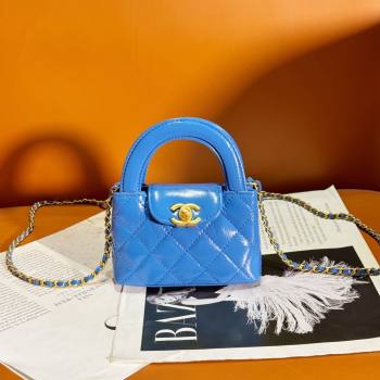 Chanel Shiny Calfskin Clutch with Chain AP3435 Blue 2024 (YEZI-24052104)
