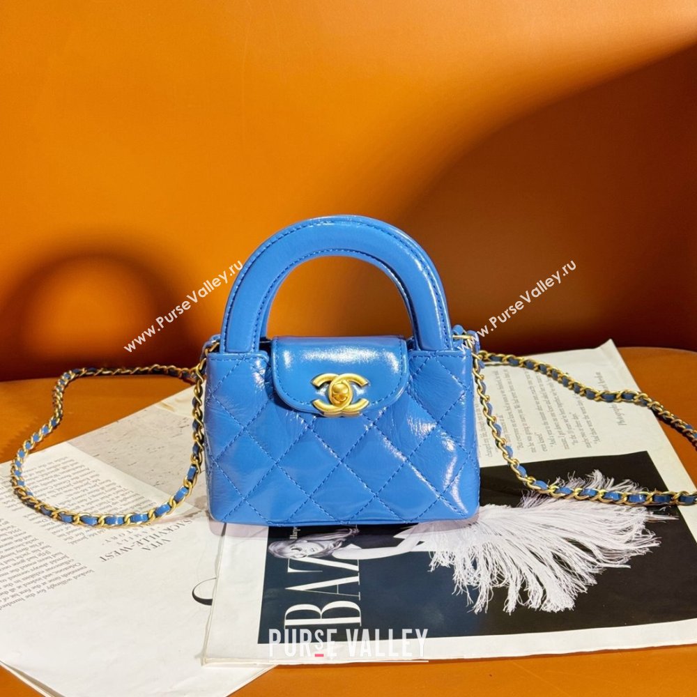 Chanel Shiny Calfskin Clutch with Chain AP3435 Blue 2024 (YEZI-24052104)