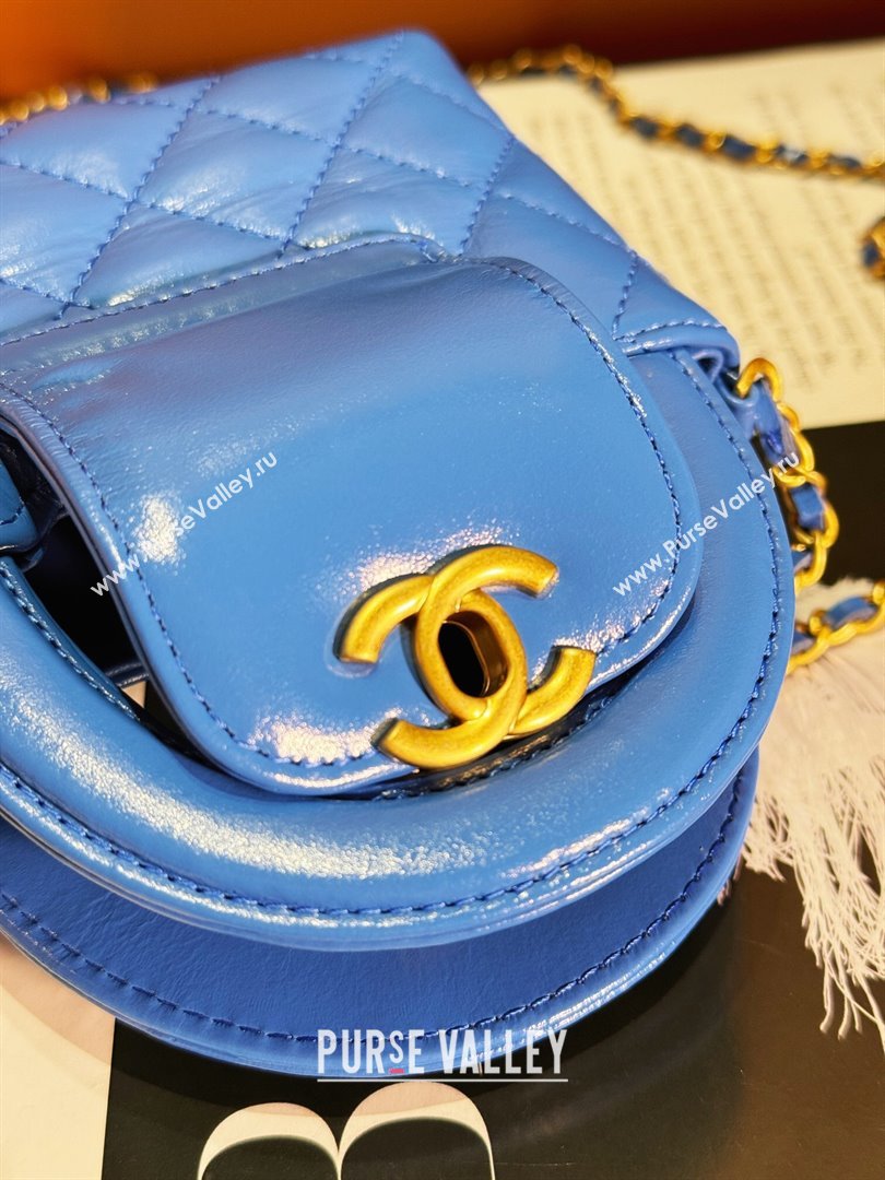 Chanel Shiny Calfskin Clutch with Chain AP3435 Blue 2024 (YEZI-24052104)