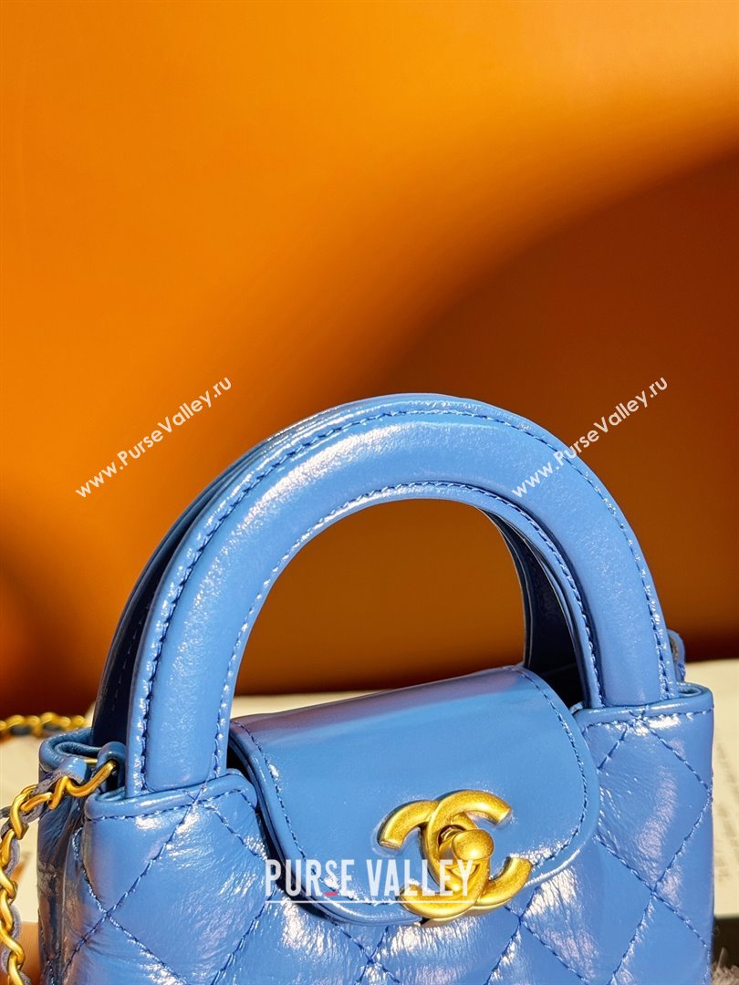 Chanel Shiny Calfskin Clutch with Chain AP3435 Blue 2024 (YEZI-24052104)