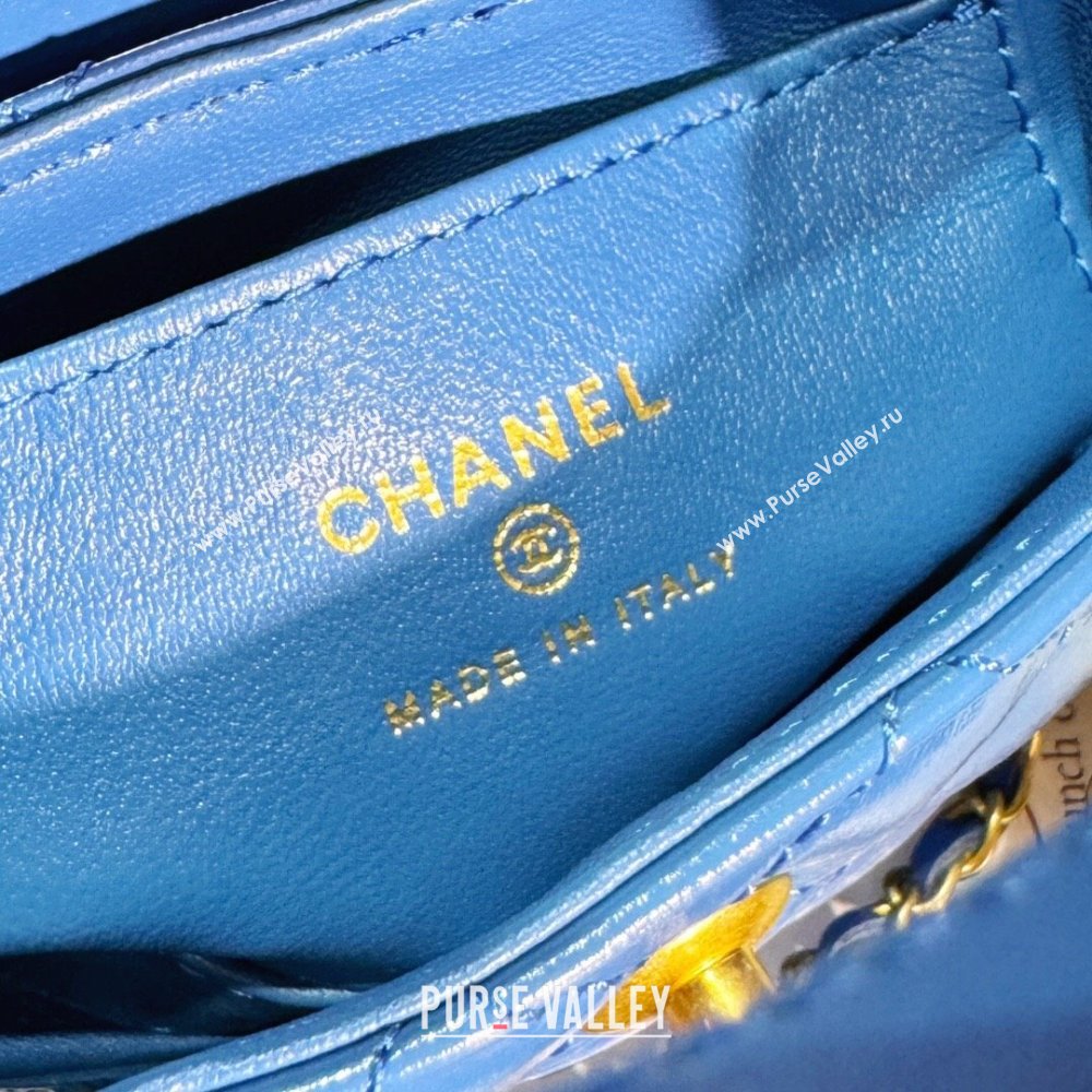 Chanel Shiny Calfskin Clutch with Chain AP3435 Blue 2024 (YEZI-24052104)