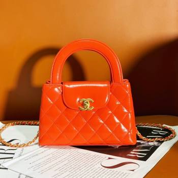 Chanel Shiny Calfskin Mini Shopping Bag AS4416 Orange Red 2024 (yezi-240927046)