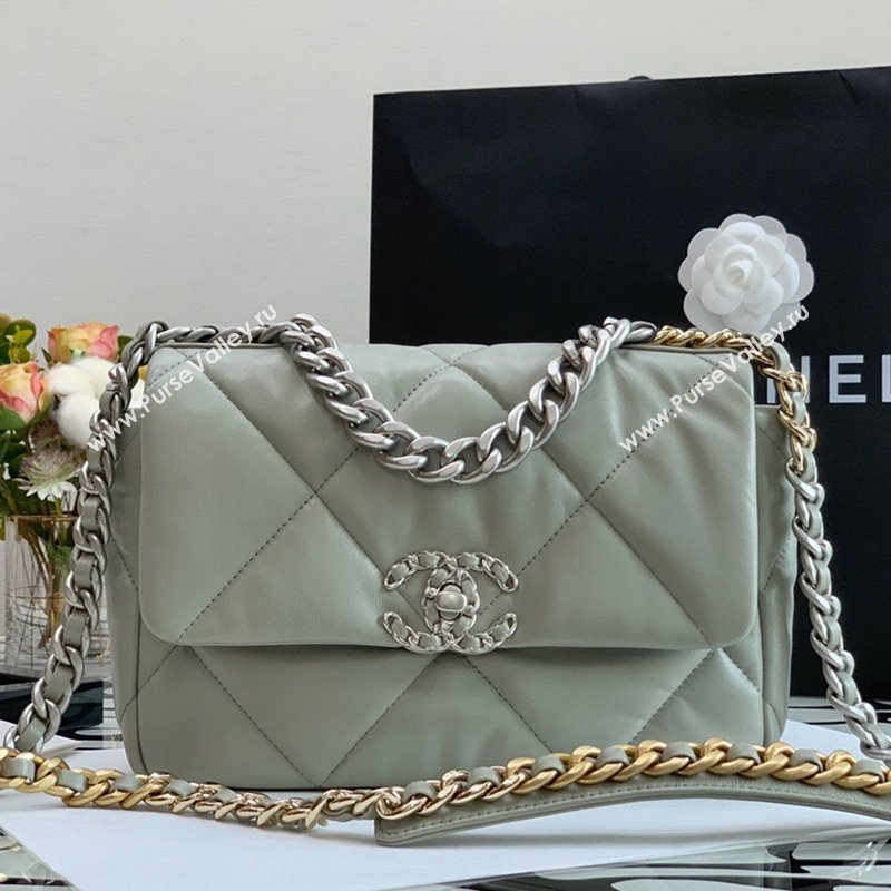 Chanel 19 Lambskin Small 26cm Flap Bag AS1160 Light Gray 2021 (JY-21112603)