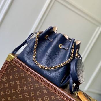 Louis Vuitton Bella Bucket Bag in Mahina Perforated Leather M14315 Navy Blue 2025 (KI-250809061)