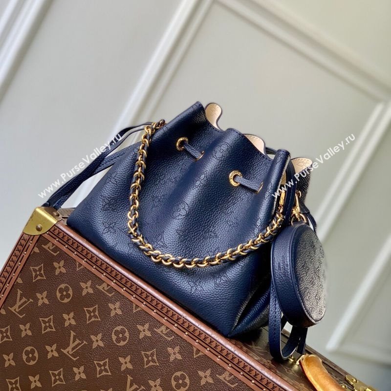 Louis Vuitton Bella Bucket Bag in Mahina Perforated Leather M14315 Navy Blue 2025 (KI-250809061)