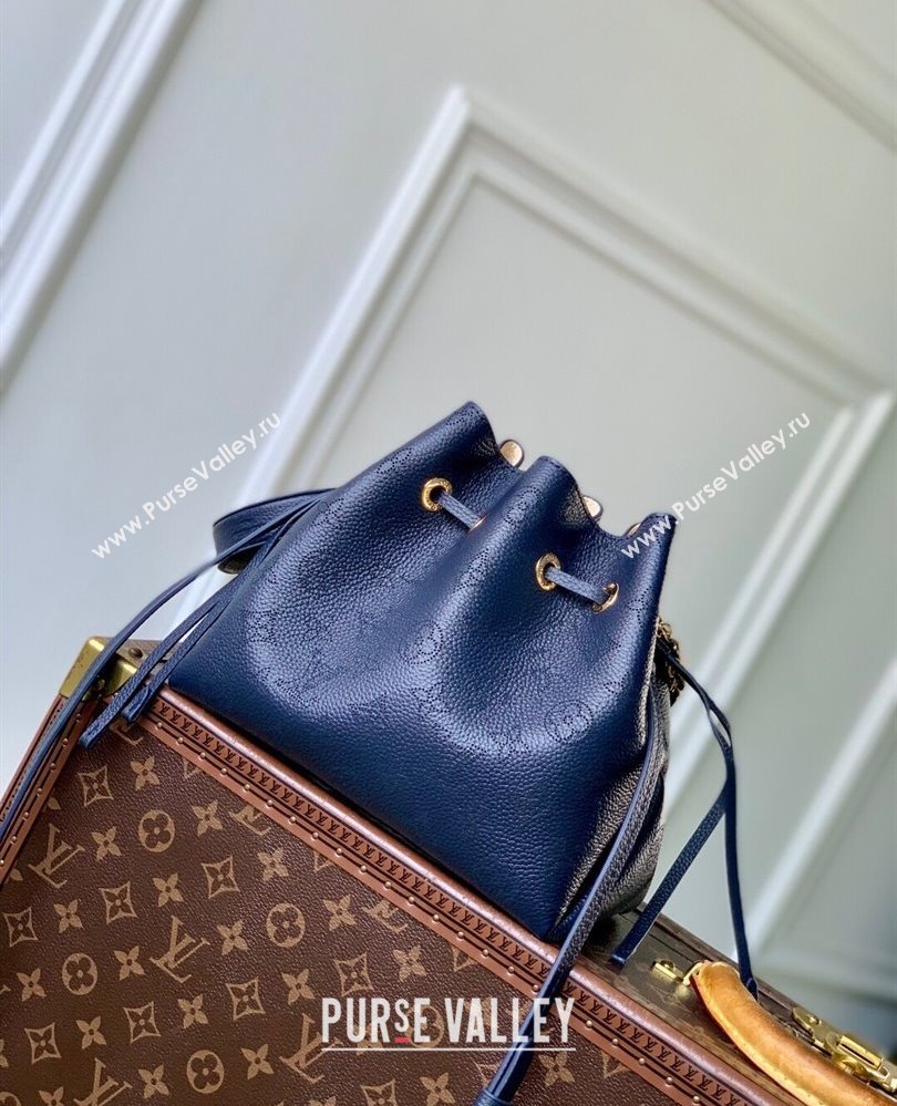 Louis Vuitton Bella Bucket Bag in Mahina Perforated Leather M14315 Navy Blue 2025 (KI-250809061)