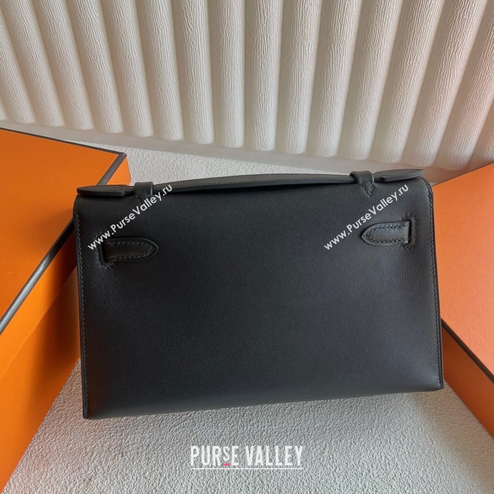 Hermes Mini Kelly Pochette Bag 22cm in Swift Leather Black/Silver 2024 (Full Handmade) (XX-24102517)