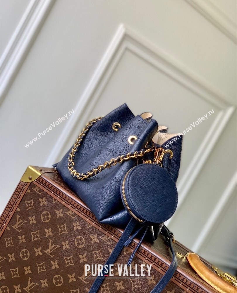 Louis Vuitton Bella Bucket Bag in Mahina Perforated Leather M14315 Navy Blue 2025 (KI-250809061)
