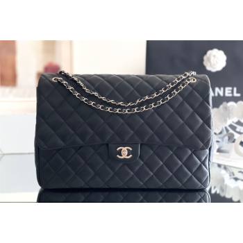 Chanel XXL Airline Travel Flap Bag in Haas Grained Calfskin Leather A4661 Black/Light Gold 2024 Top Quality (MHE-24071612)