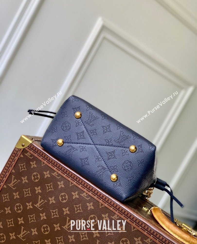 Louis Vuitton Bella Bucket Bag in Mahina Perforated Leather M14315 Navy Blue 2025 (KI-250809061)