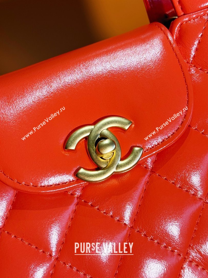 Chanel Shiny Calfskin Mini Shopping Bag AS4416 Orange Red 2024 (yezi-240927046)