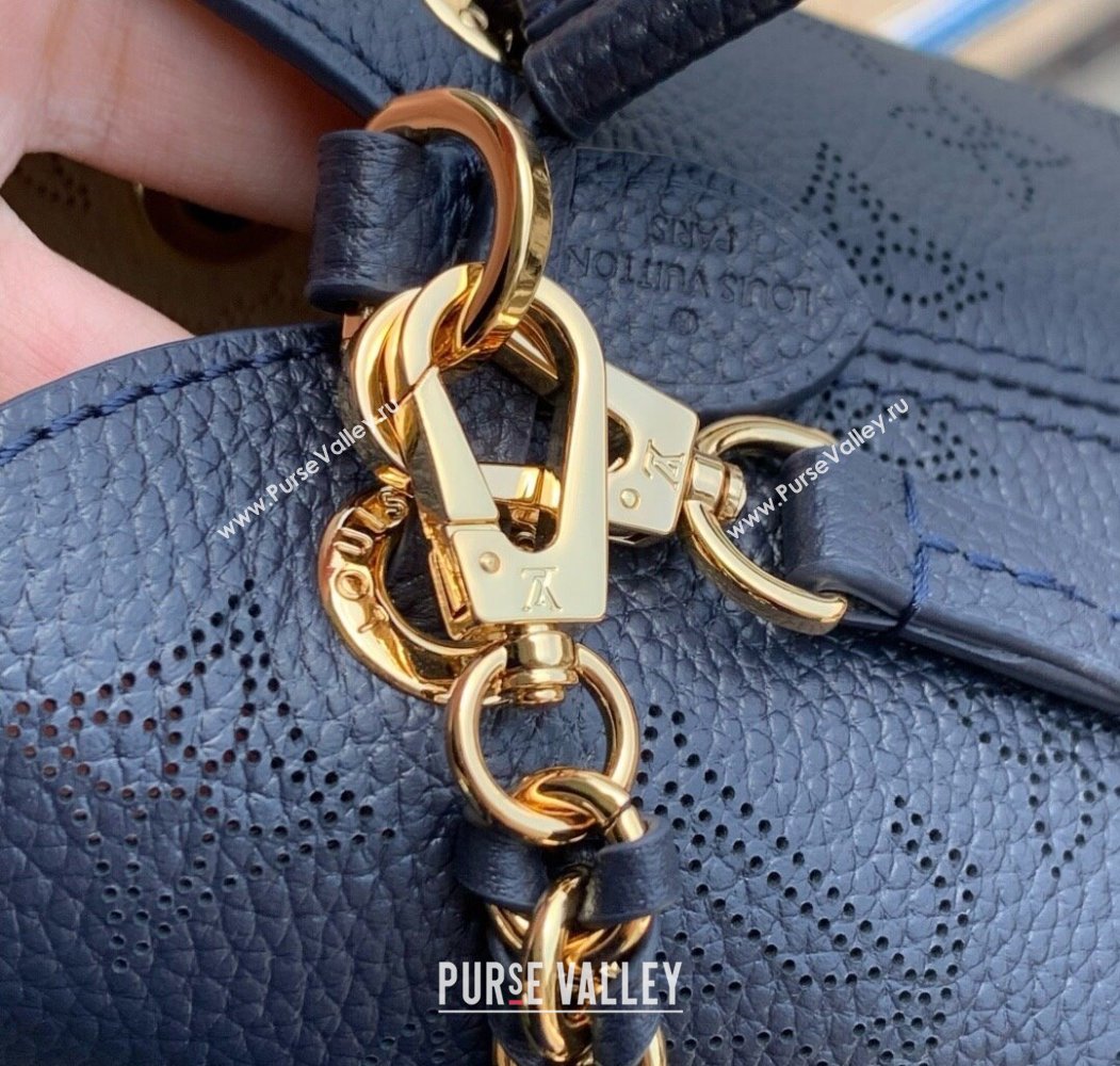Louis Vuitton Bella Bucket Bag in Mahina Perforated Leather M14315 Navy Blue 2025 (KI-250809061)