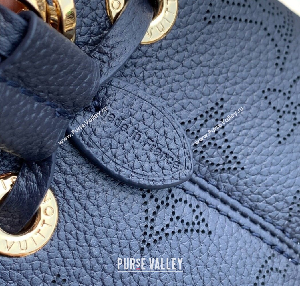 Louis Vuitton Bella Bucket Bag in Mahina Perforated Leather M14315 Navy Blue 2025 (KI-250809061)