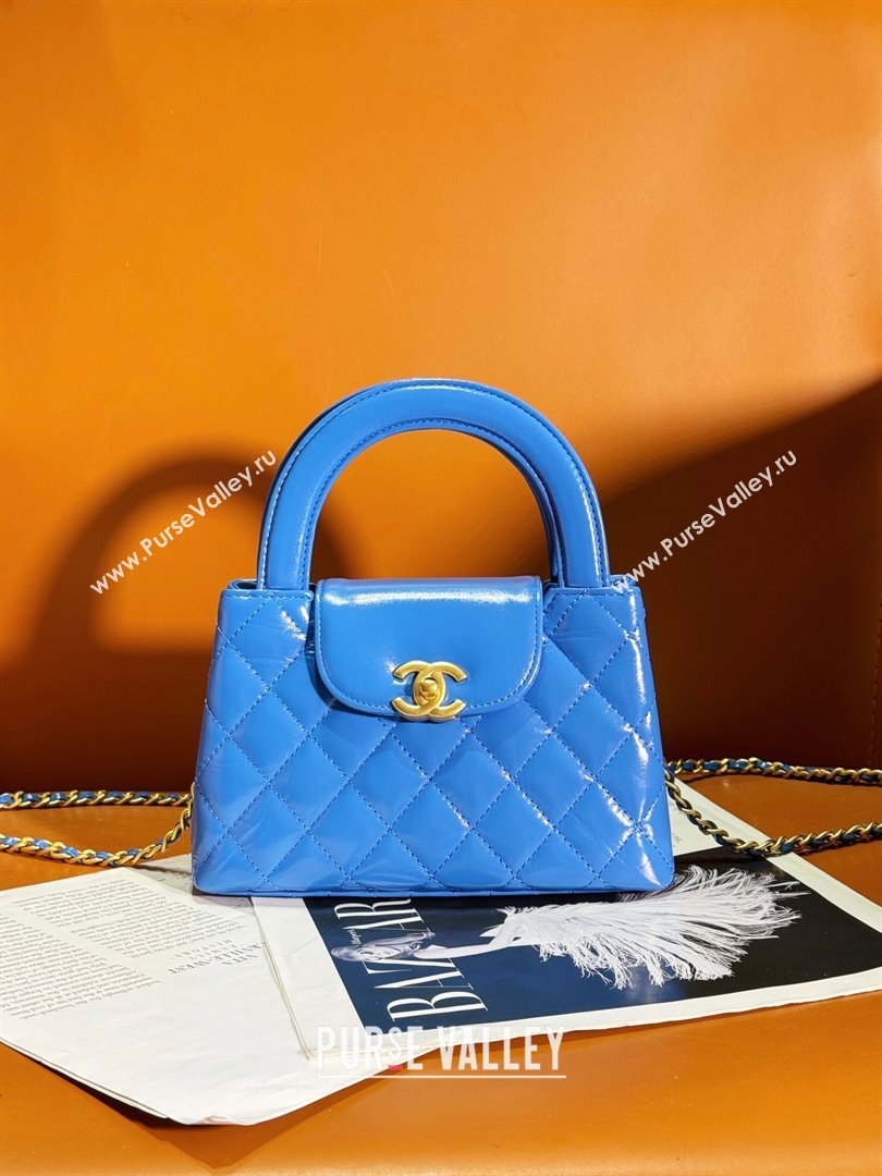 Chanel Shiny Calfskin Mini Shopping Bag AS4416 Blue 2024 (JY-24052107)