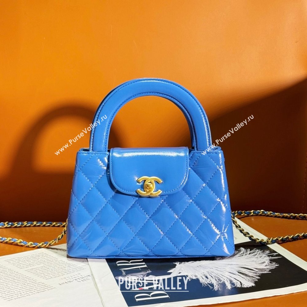 Chanel Shiny Calfskin Mini Shopping Bag AS4416 Blue 2024 (JY-24052107)