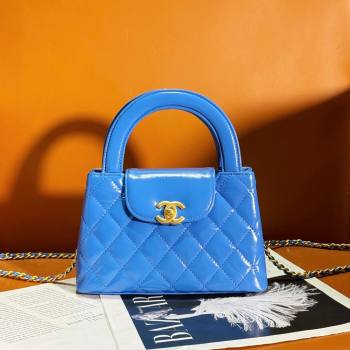 Chanel Shiny Calfskin Mini Shopping Bag AS4416 Electric Blue 2024 (yezi-240927047)