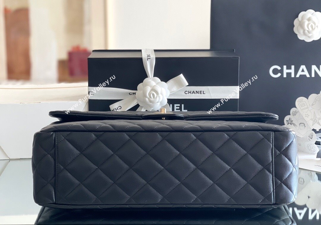 Chanel XXL Airline Travel Flap Bag in Haas Grained Calfskin Leather A4661 Black/Light Gold 2024 Top Quality (MHE-24071612)