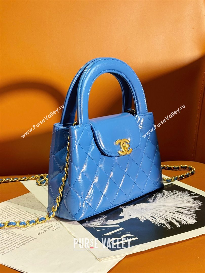 Chanel Shiny Calfskin Mini Shopping Bag AS4416 Blue 2024 (JY-24052107)